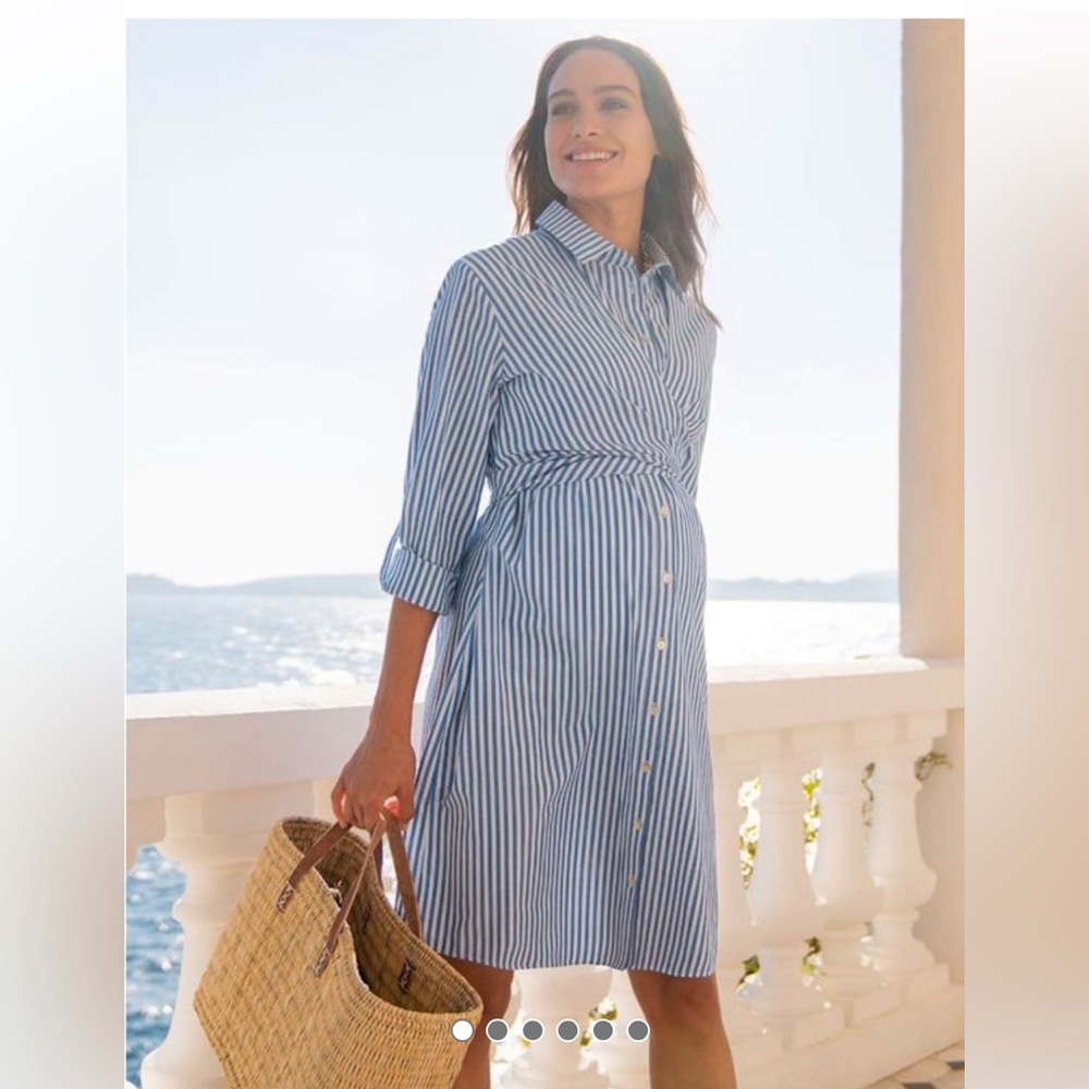 Seraphine, Women’s Size 10, Blue White Striped maternity/ Nursing Dress🤱